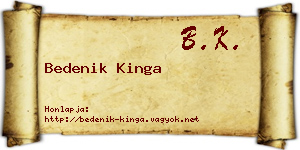 Bedenik Kinga névjegykártya